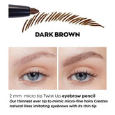 2x TRUE COLOR MICRO FINE EYE BROW DEFINER TWIST UP PENCIL - DARK BROWN